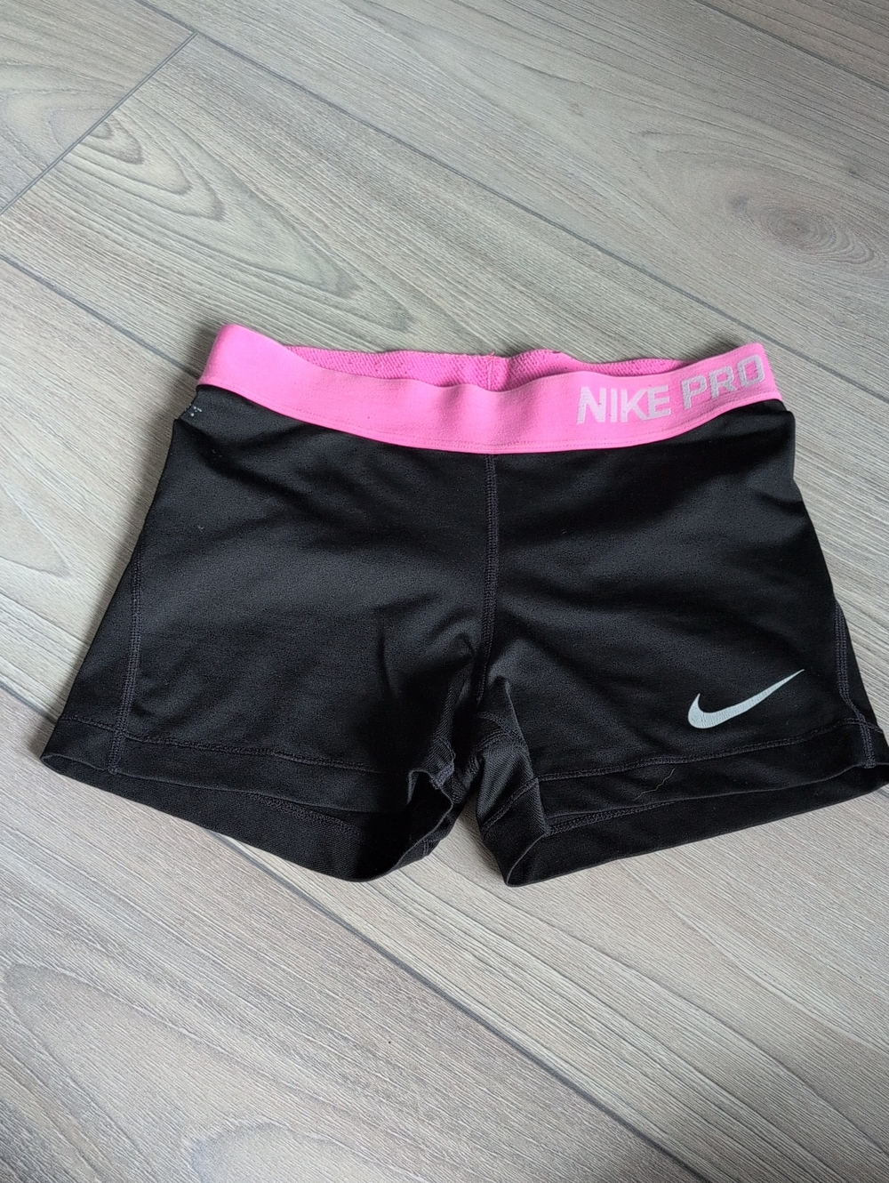 Nike Women's Black Bike Shorts with Pink Waistband